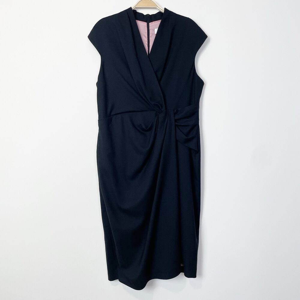 Classic Black Twist-Front Sheath Dress